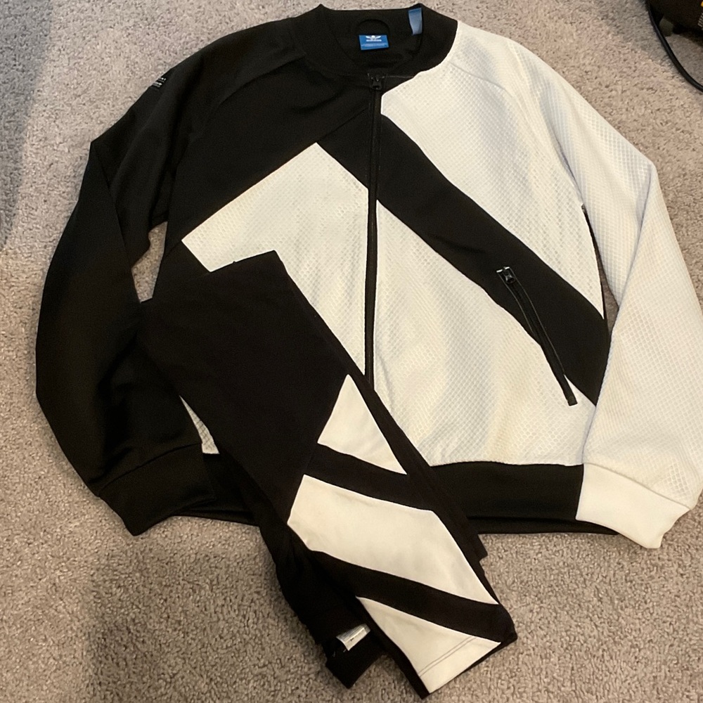 Adidas Black and White Track Suit Set